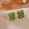 Aretes de Trébol de Cuatro Hojas en Plata 925 con baño de Oro 925 Silver Gold Four Leaf Clover Earrings