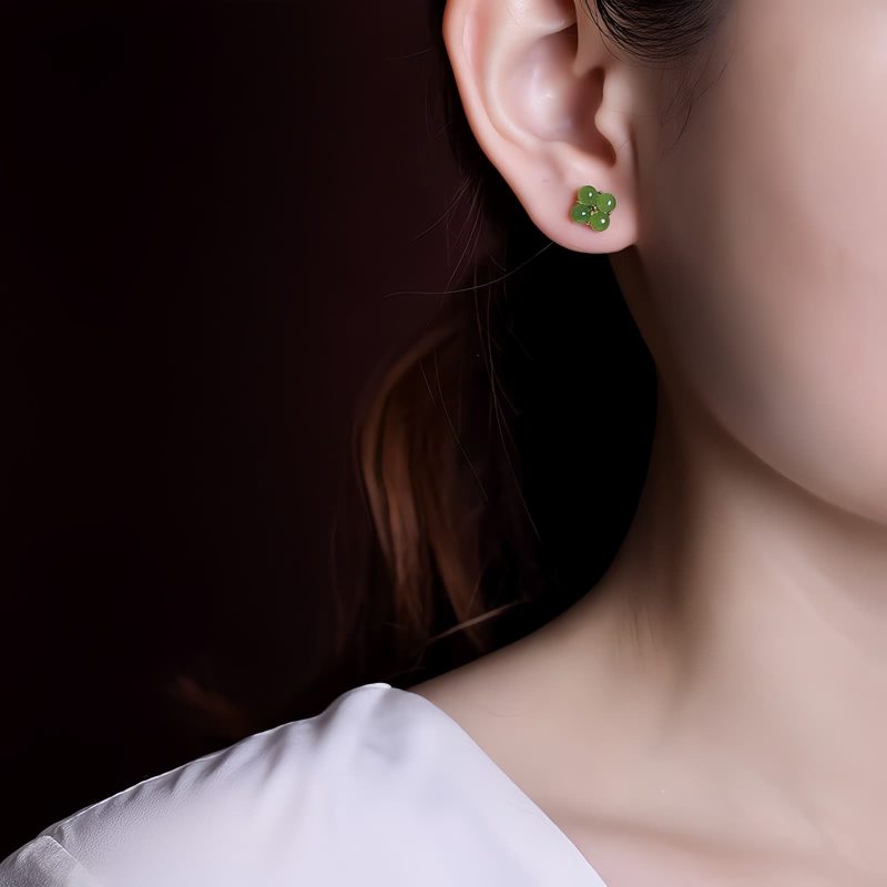 Aretes de Trébol de Cuatro Hojas en Plata 925 con baño de Oro 925 Silver Gold Four Leaf Clover Earrings