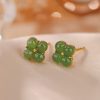 Aretes de Trébol de Cuatro Hojas en Plata 925 con baño de Oro 925 Silver Gold Four Leaf Clover Earrings