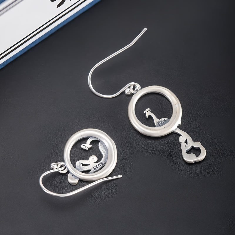 Aretes de Pavo Real Asimétricos en Plata 925 925 Silver Asymmetric Peacock Earrings
