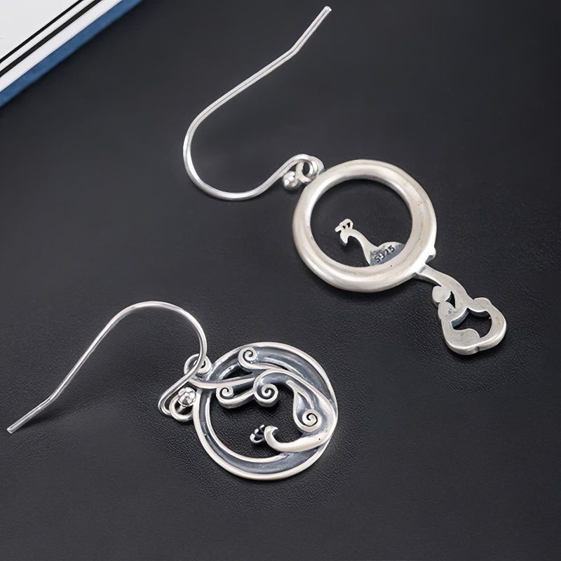 Aretes de Pavo Real Asimétricos en Plata 925 925 Silver Asymmetric Peacock Earrings