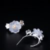 Aretes de Flor de Ciruelo de Plata 925 925 Silver Plum Blossom Blessing Earrings