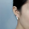 Aretes de Flor de Ciruelo de Plata 925 925 Silver Plum Blossom Blessing Earrings