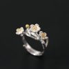 Aretes de Flor de Ciruelo de Plata 925 925 Silver Plum Blossom Blessing Earrings