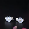 Aretes de Flor de Ciruelo de Plata 925 925 Silver Plum Blossom Blessing Earrings