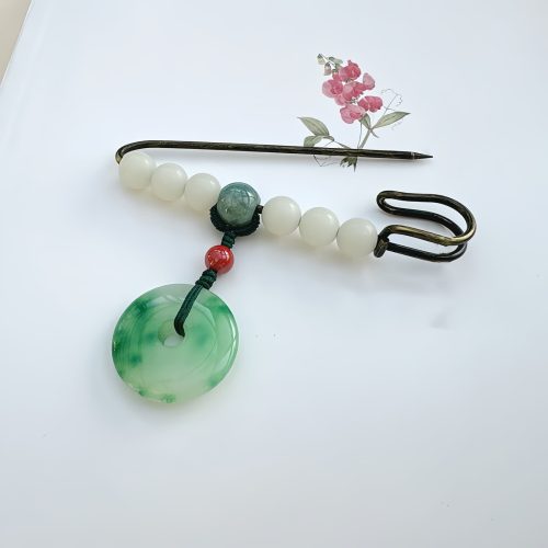 Broche de Paz de Semilla de Bodhi y Jade Broche de Paz de Semilla de Bodhi y Jade