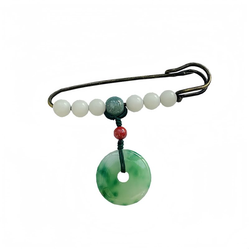 Broche de Paz de Semilla de Bodhi y Jade Bodhi Seed Jade Peace Brooch