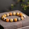 Pulsera de Prosperidad con Jade de Seda Dorada y Loto Golden Silk Jade Lotus Prosperity Bracelet
