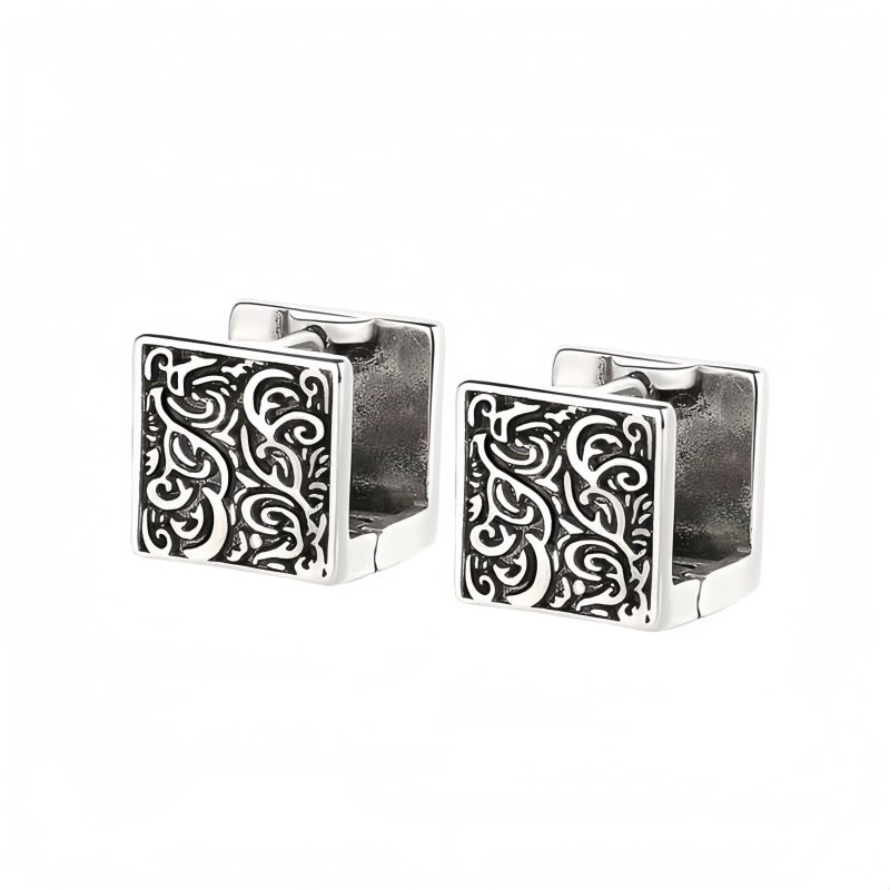 Aretes de botón de cobre tibetano con diseño de hierba Grass Pattern Tibetan Copper Stud Earrings