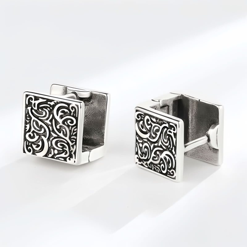 Aretes de botón de cobre tibetano con diseño de hierba Grass Pattern Tibetan Copper Stud Earrings