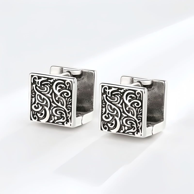 Aretes de botón de cobre tibetano con diseño de hierba Grass Pattern Tibetan Copper Stud Earrings