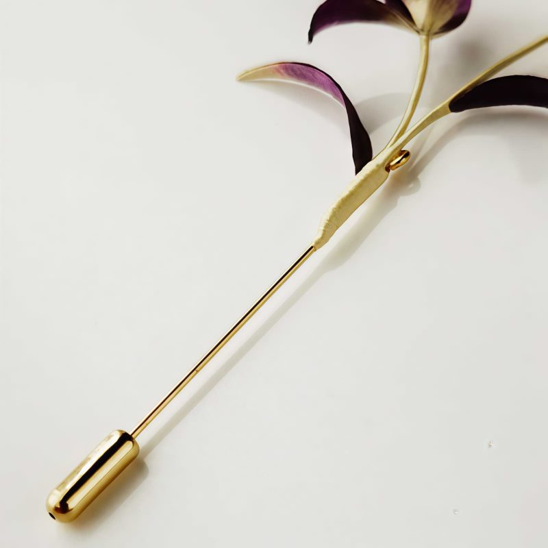 Broche de Orquídea de Seda de Morera Hecha a Mano Handmade Mulberry Silk Orchid Brooch