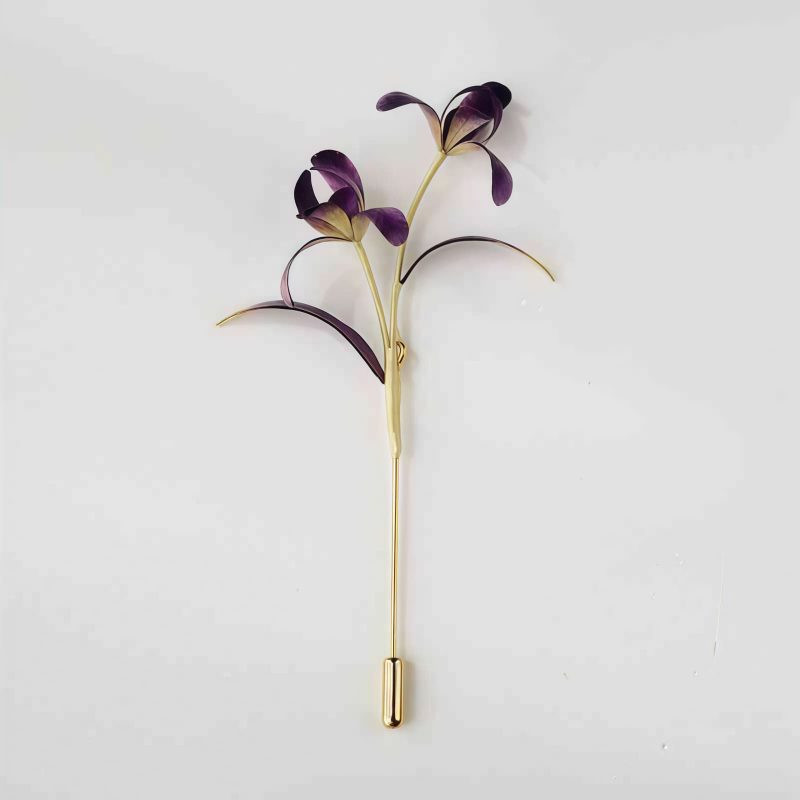 Broche de Orquídea de Seda de Morera Hecha a Mano Handmade Mulberry Silk Orchid Brooch