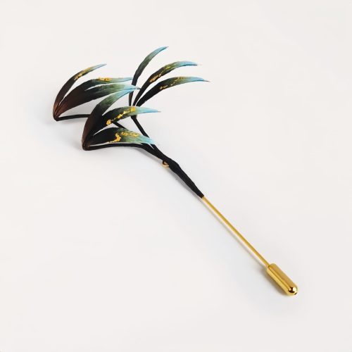 Broche de Flor de Seda de Morera Artesanal con Hojas de Bambú Broche de Flor de Seda de Morera Artesanal con Hojas de Bambú