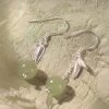 Aretes colgantes de hoja de bambú con jade de Hetian Hetian Jade Bamboo Leaf Dangle Earrings
