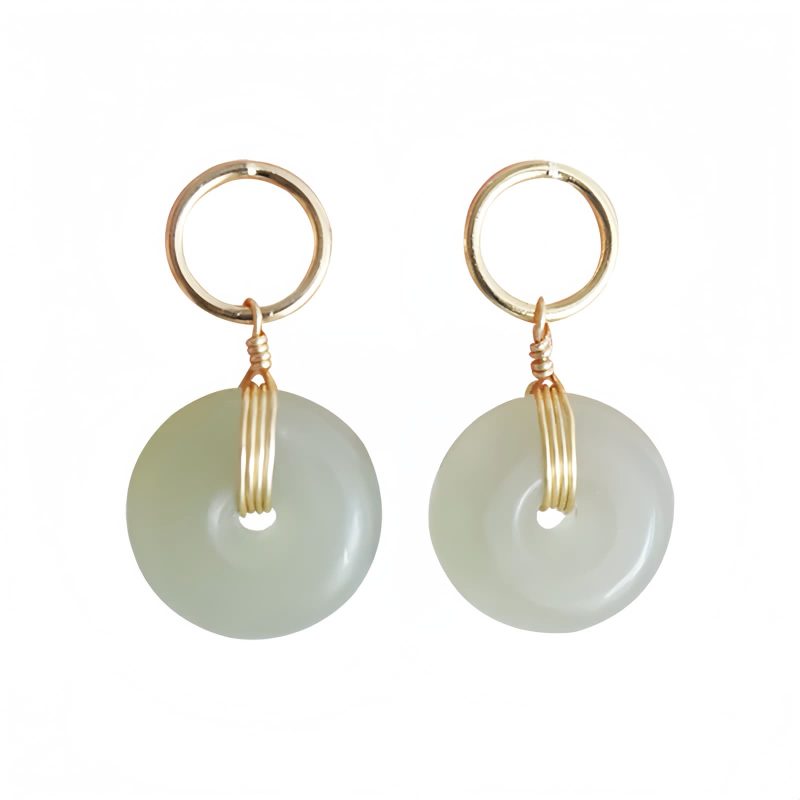 Brincos de Jade com Pingente Sorte Jade Luck Drop Earrings