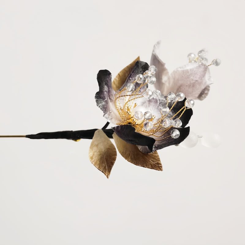 Broche de Flor Artesanal de Seda de Morera Mulberry Silk Handmade Flower Brooch