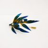 Broche de Flor de Seda de Morera con Hojas Verdes y Amarillas Mulberry Silk Velvet Flower Brooch with Green and Yellow Leaves