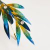 Broche de Flor de Seda de Morera con Hojas Verdes y Amarillas Mulberry Silk Velvet Flower Brooch with Green and Yellow Leaves
