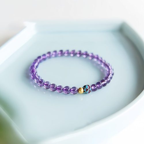 Pulsera Curativa de Amatista y Flor de Loto Natural Pulsera Curativa de Amatista y Flor de Loto Natural