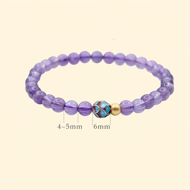 Pulseira Curativa Natural de Lótus e Ametista Natural Amethyst Lotus Blossom Healing Bracelet