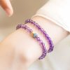 Pulseira Curativa Natural de Lótus e Ametista Natural Amethyst Lotus Blossom Healing Bracelet