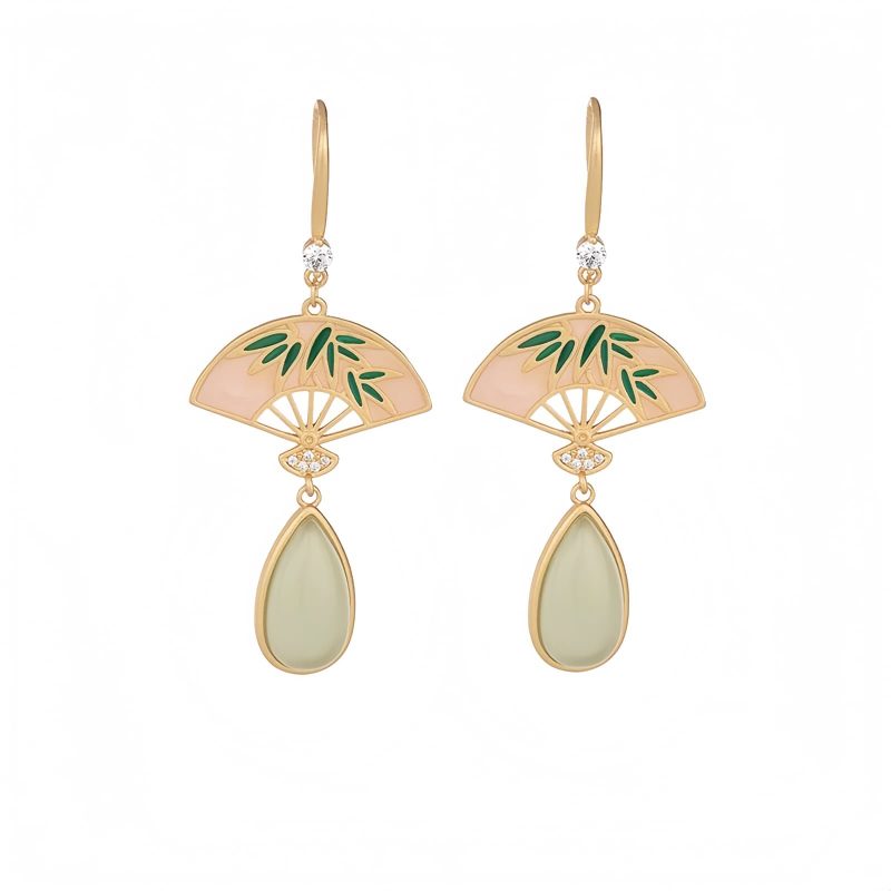 Aretes de Aventurina Verde Natural para la Buena Suerte Natural Green Aventurine Luck Drop Earrings