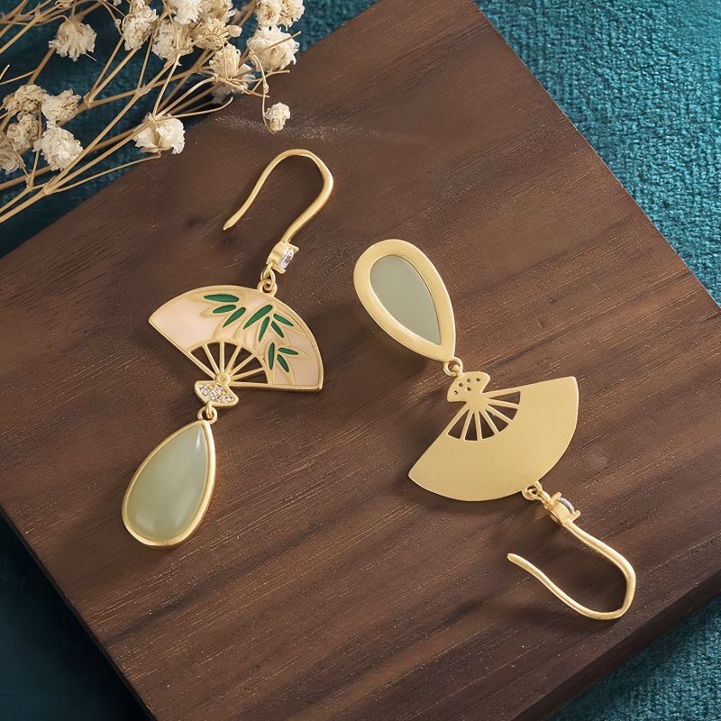 Aretes de Aventurina Verde Natural para la Buena Suerte Natural Green Aventurine Luck Drop Earrings