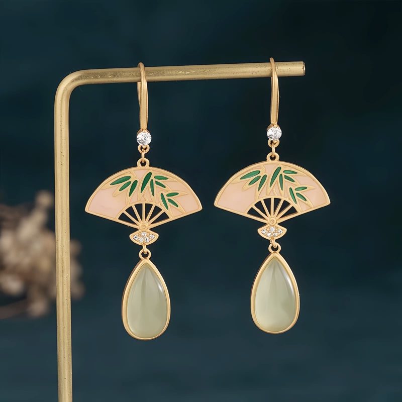 Aretes de Aventurina Verde Natural para la Buena Suerte Natural Green Aventurine Luck Drop Earrings
