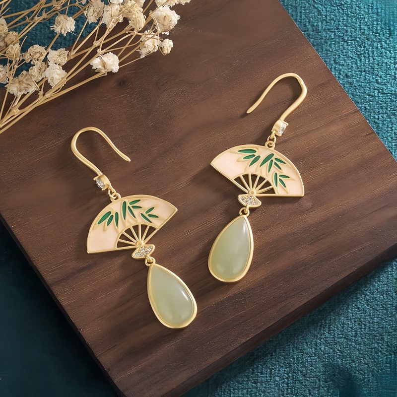 Aretes de Aventurina Verde Natural para la Buena Suerte Natural Green Aventurine Luck Drop Earrings