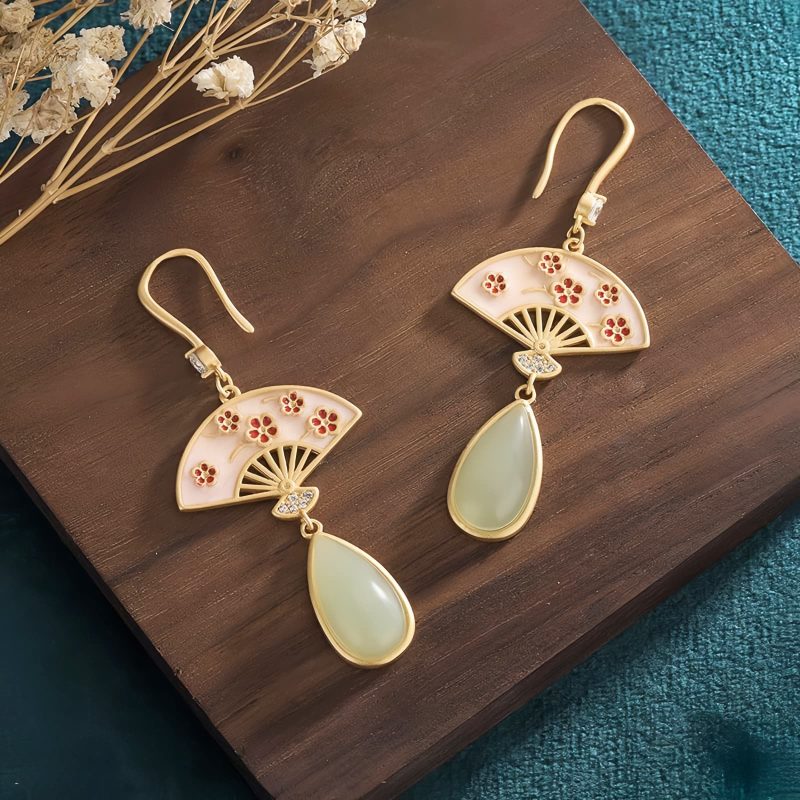 Aretes de Aventurina Verde Natural para la Buena Suerte Natural Green Aventurine Luck Drop Earrings