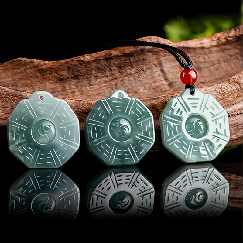 Collar con colgante de jade natural Yin Yang Feng Shui Natural Jade Yin Yang Feng Shui Pendant Necklace