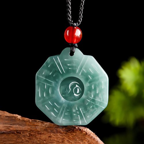 Collar con colgante de jade natural Yin Yang Feng Shui Collar con colgante de jade natural Yin Yang Feng Shui
