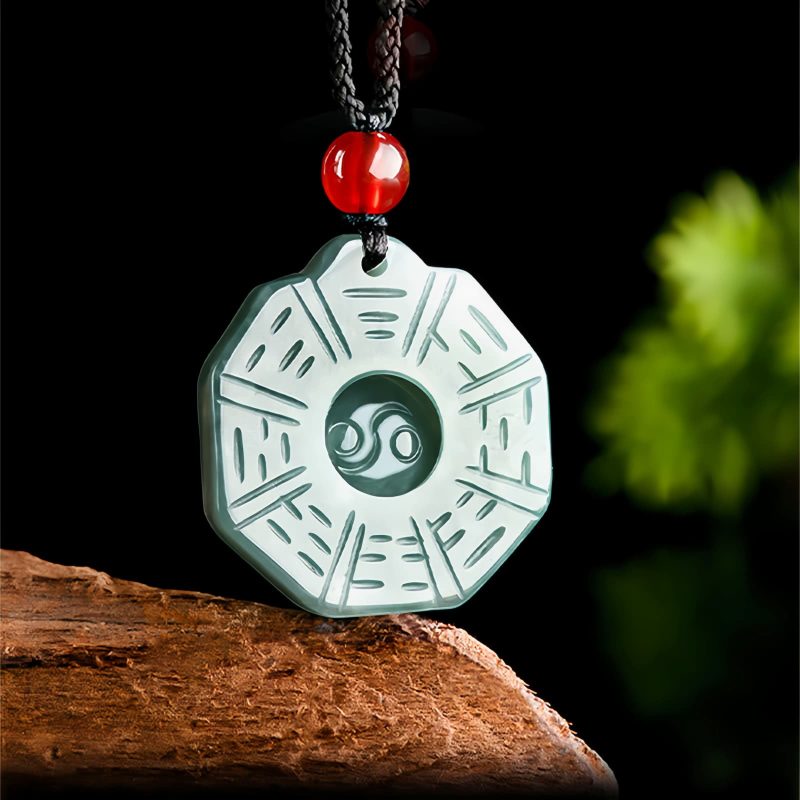 Collar con colgante de jade natural Yin Yang Feng Shui Natural Jade Yin Yang Feng Shui Pendant Necklace