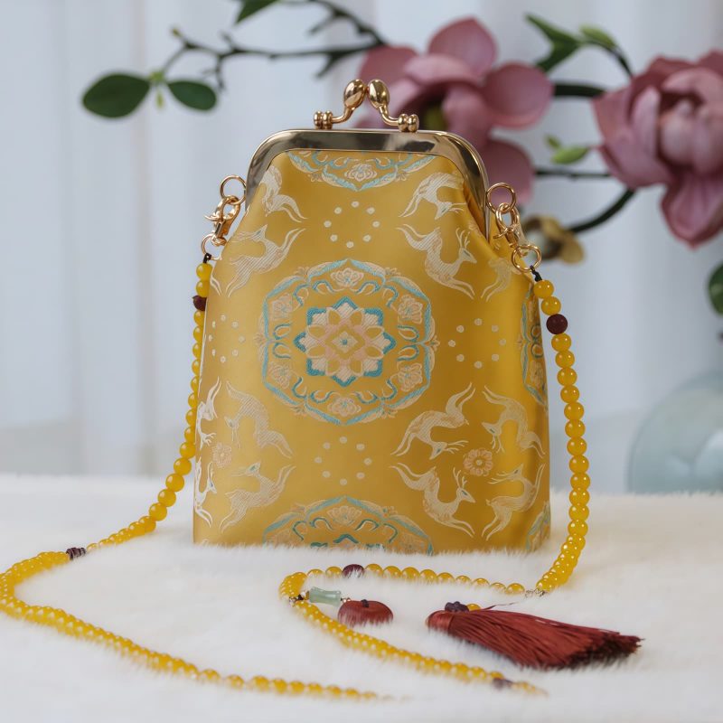 حقيبة سلسلة لؤلؤ مطرزة على الطراز الصيني العتيق Retro Chinese Embroidery Pearl Chain Bag