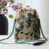 حقيبة سلسلة لؤلؤ مطرزة على الطراز الصيني العتيق Retro Chinese Embroidery Pearl Chain Bag