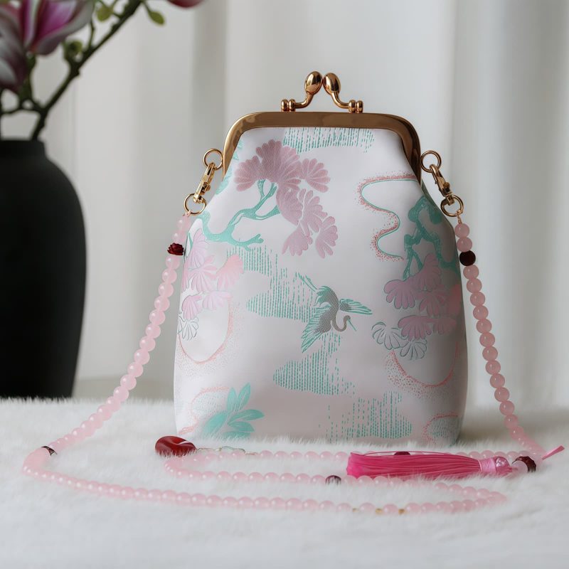 حقيبة سلسلة لؤلؤ مطرزة على الطراز الصيني العتيق Retro Chinese Embroidery Pearl Chain Bag