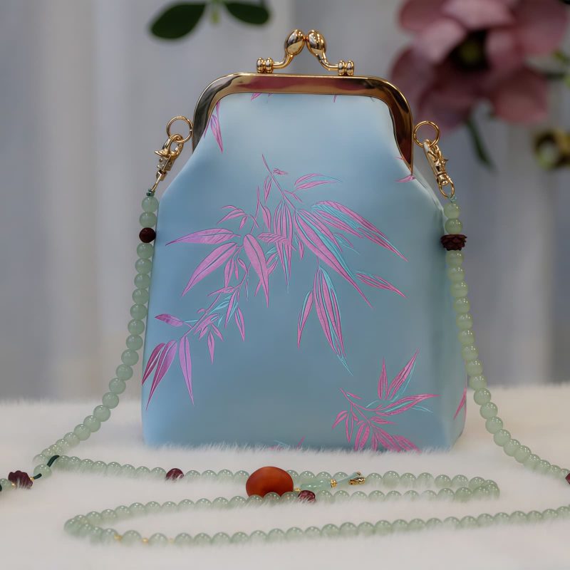 حقيبة سلسلة لؤلؤ مطرزة على الطراز الصيني العتيق Retro Chinese Embroidery Pearl Chain Bag