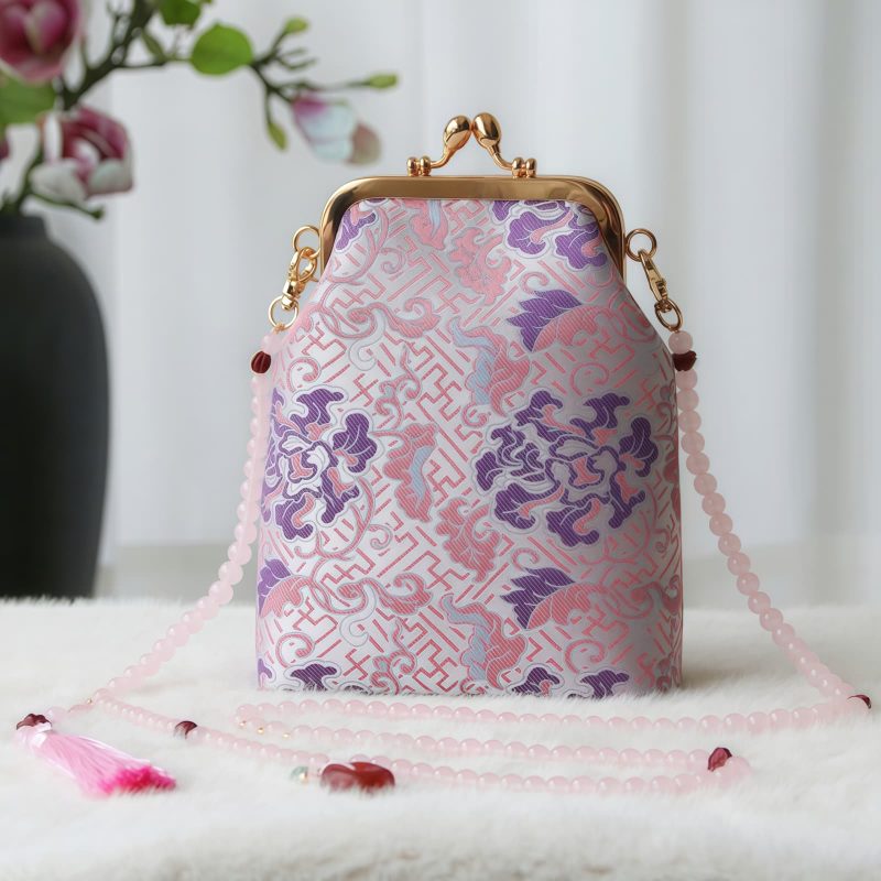 حقيبة سلسلة لؤلؤ مطرزة على الطراز الصيني العتيق Retro Chinese Embroidery Pearl Chain Bag