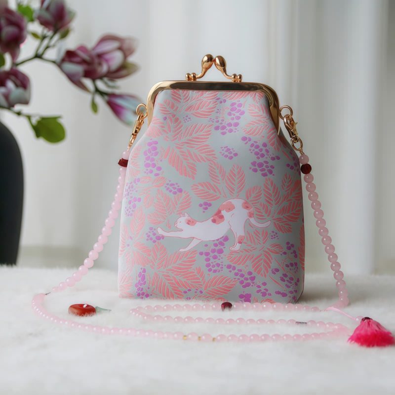 حقيبة سلسلة لؤلؤ مطرزة على الطراز الصيني العتيق Retro Chinese Embroidery Pearl Chain Bag
