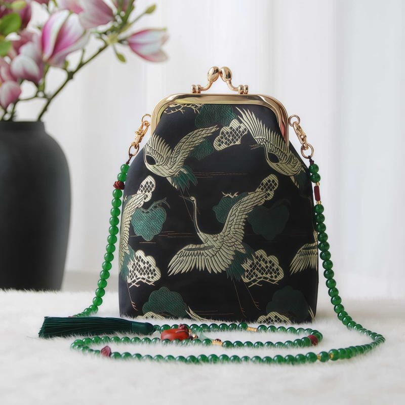 حقيبة سلسلة لؤلؤ مطرزة على الطراز الصيني العتيق Retro Chinese Embroidery Pearl Chain Bag