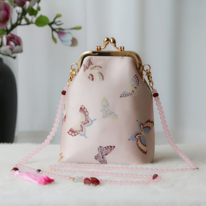 حقيبة سلسلة لؤلؤ مطرزة على الطراز الصيني العتيق Retro Chinese Embroidery Pearl Chain Bag