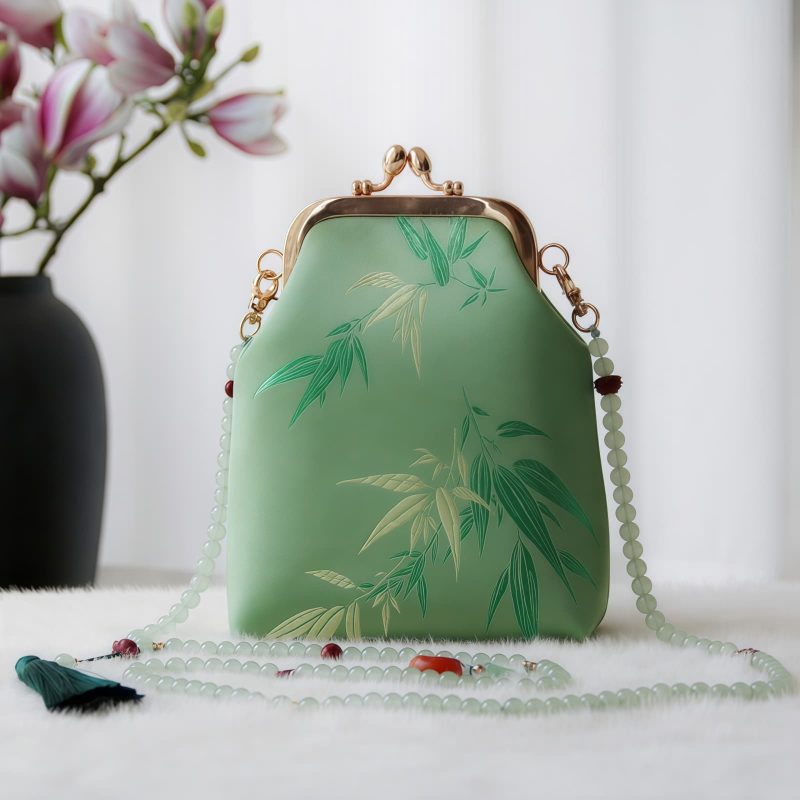 حقيبة سلسلة لؤلؤ مطرزة على الطراز الصيني العتيق Retro Chinese Embroidery Pearl Chain Bag