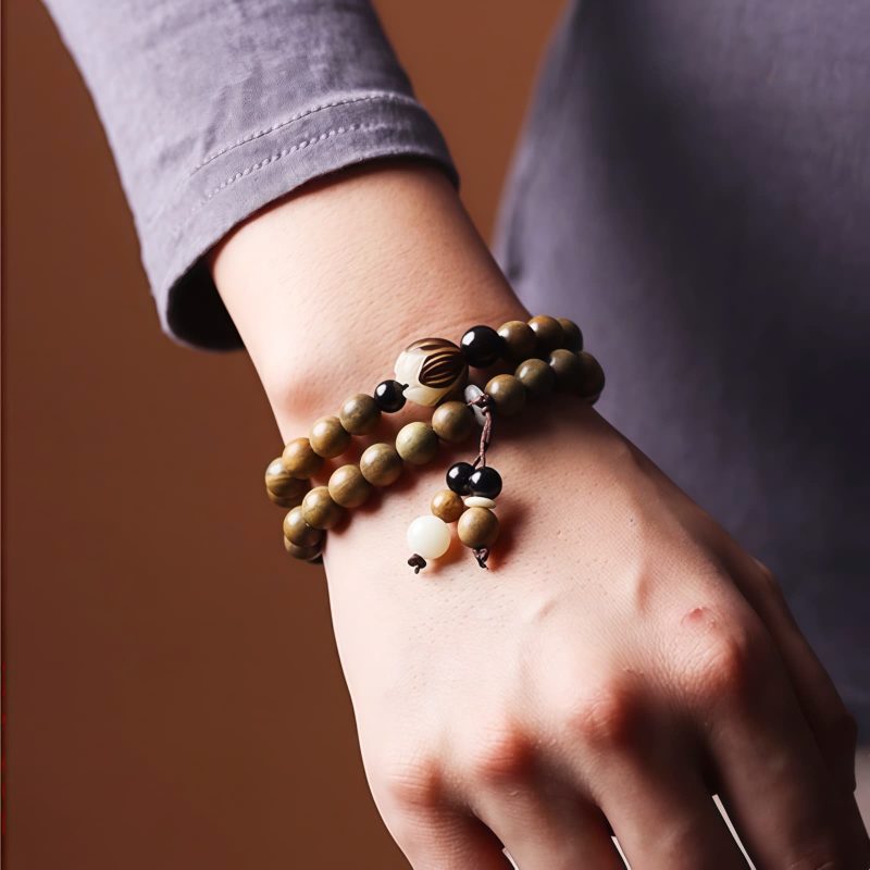 Pulseira Terapêutica de Sândalo Verde e Sementes de Bodhi Sandalwood Bodhi Seed Soothing Meditation Bracelet