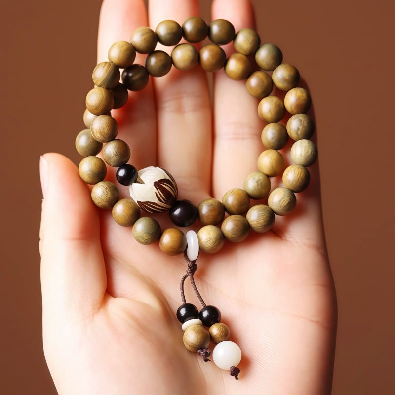Pulseira Terapêutica de Sândalo Verde e Sementes de Bodhi Sandalwood Bodhi Seed Soothing Meditation Bracelet