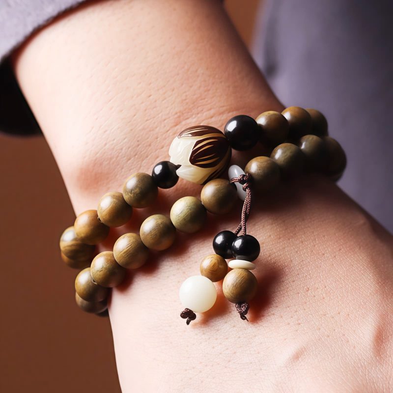 Pulseira Terapêutica de Sândalo Verde e Sementes de Bodhi Sandalwood Bodhi Seed Soothing Meditation Bracelet