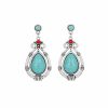 Aretes colgantes de turquesa tibetana en forma de gota de agua Tibet Turquoise Waterdrop Dangle Earrings