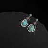 Aretes colgantes de turquesa tibetana en forma de gota de agua Tibet Turquoise Waterdrop Dangle Earrings