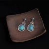 Aretes colgantes de turquesa tibetana en forma de gota de agua Tibet Turquoise Waterdrop Dangle Earrings