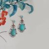 Aretes colgantes de turquesa tibetana en forma de gota de agua Tibet Turquoise Waterdrop Dangle Earrings